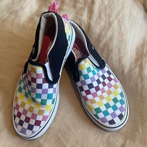 Van classic kids slip on retro checkered